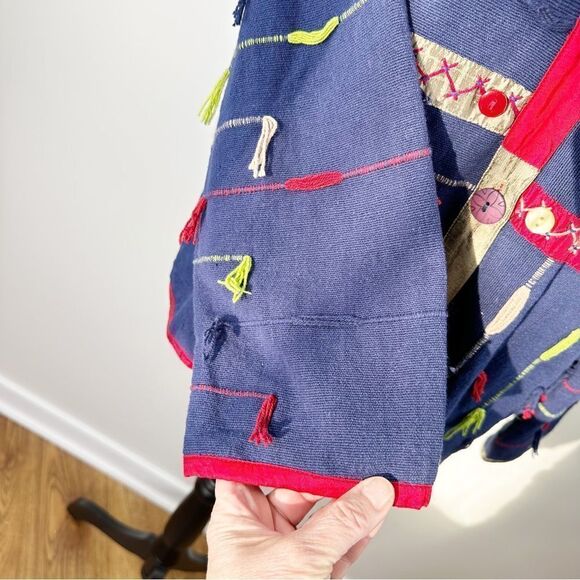 Anu by Natural Blue Tapestry Art to Wear Button up Jacket XL - Picture 7 of 14
